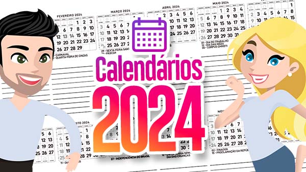 Calendário 2024 + de 10 Modelos para Imprimir Grátis